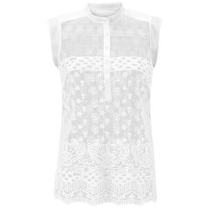 Cabi Prudence White Lace Sleeveless Top Large